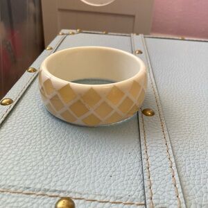 Cream White Baltic Amber Checkered Bangle